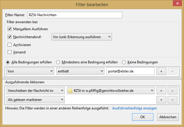 FilterBZSt Thunderbird