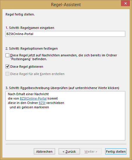 RegelBZSt Outlook